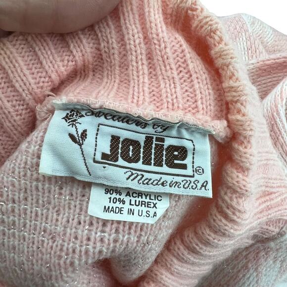 Vintage Jolie Baby Pink White Snowflake Pullover Jumper Sweater - Picture 4 of 6